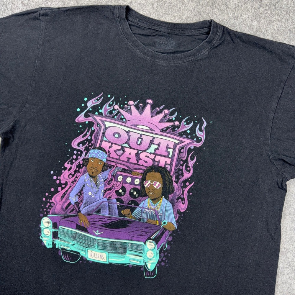 Outkast Graphic T Shirt Mens 2XL Black ATLiens Cadillac Hip Hop Rap Streetwear